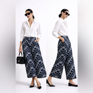 Cotton Wide-Leg Palazzo Pants Large Paris Quiet Luxury